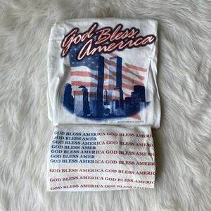 Vintage Gildan T Shirt Bundle Sz L 9/11 God Bless America Patriotic Adult White